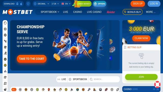 Mostbet casino screenshot